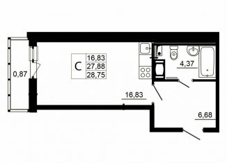 Квартира на продажу студия, 27.8 м2, Ленинградская область, Заводская улица, 18к2