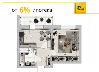 Однокомнатная квартира на продажу, 42.7 м2, Кемерово, ЖК Верхний Бульвар