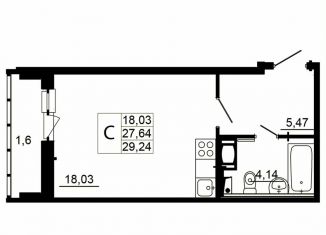 Продается квартира студия, 27.6 м2, Ленинградская область, Заводская улица, 18к2