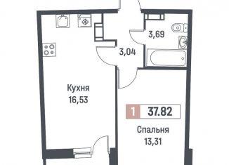 Однокомнатная квартира на продажу, 37.8 м2, Мурино, ЖК Авиатор