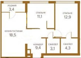 Продается 2-ком. квартира, 59.5 м2, Москва, Сосинская улица, 43с1, Сосинская улица