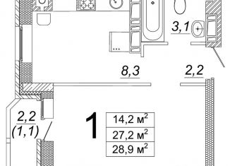 Продается 1-ком. квартира, 28.9 м2, Волгоград, улица имени Старшего Лейтенанта Токарева, 7, Кировский район