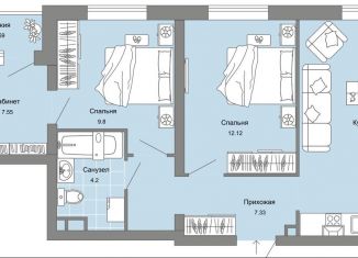 Продается 2-ком. квартира, 61 м2, Ульяновск, жилой комплекс Ультраград, 6, ЖК Ультраград