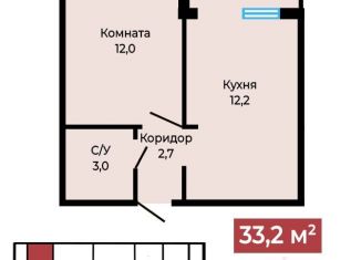 Продам 1-комнатную квартиру, 33.2 м2, Ставрополь, микрорайон № 18, Октябрьская улица, 235
