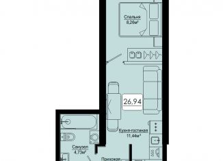 1-комнатная квартира на продажу, 26.9 м2, Владивосток, Высокая улица