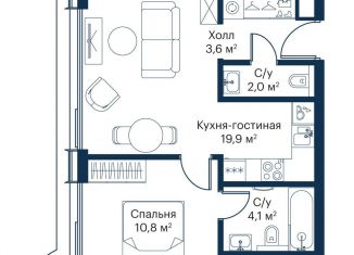 Продам однокомнатную квартиру, 40.4 м2, Москва, жилой комплекс Сити Бэй, к8