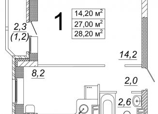 Продажа 1-ком. квартиры, 28.2 м2, Волгоград, улица имени Старшего Лейтенанта Токарева, 7, ЖК Колизей