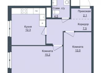 Двухкомнатная квартира на продажу, 53.6 м2, Ижевск, Октябрьский район