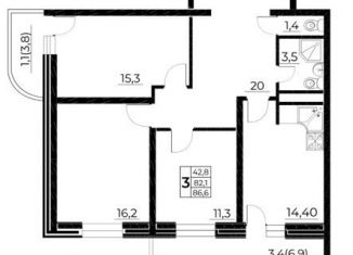 Продается 3-комнатная квартира, 86.6 м2, Ростов-на-Дону, улица Нансена, 103/1/4, ЖК Звезда Столицы