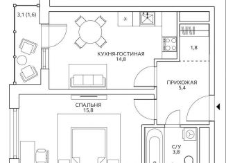 Продается 1-ком. квартира, 41.6 м2, Москва, метро Беговая, улица Маргелова, 3к1