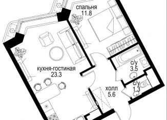 Двухкомнатная квартира на продажу, 45.5 м2, Москва, Басманный район