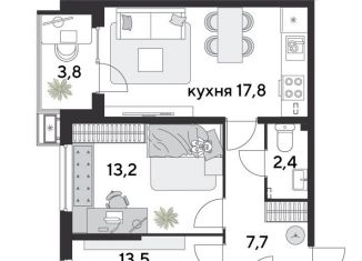 2-ком. квартира на продажу, 62.7 м2, Краснодар, ЖК Парк Победы