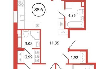 Продажа 3-комнатной квартиры, 88.6 м2, Ленинградская область