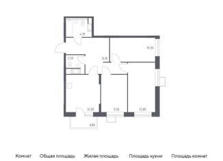 Продам трехкомнатную квартиру, 64.9 м2, деревня Середнево, жилой комплекс Цветочные Поляны Экопарк, к1
