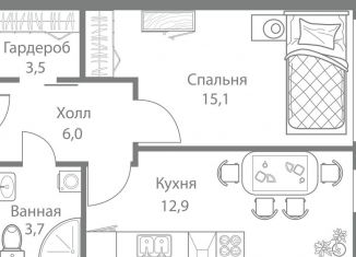 Продажа однокомнатной квартиры, 41.2 м2, Москва, ЖК Стеллар Сити