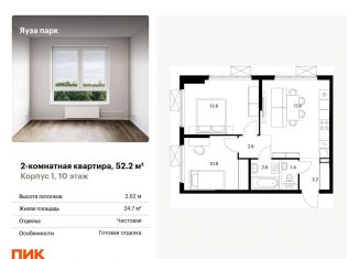 Продается 2-комнатная квартира, 52.2 м2, Московская область, жилой комплекс Яуза Парк, 1