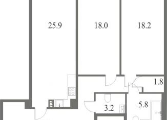 Продажа двухкомнатной квартиры, 89.5 м2, Санкт-Петербург, Петровский проспект, 9к2, метро Спортивная