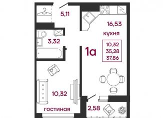 Продажа 1-комнатной квартиры, 37.9 м2, Пенза, улица Баталина, 31