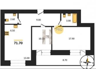 Продается двухкомнатная квартира, 71.7 м2, Пенза, жилой комплекс Новелла, с2