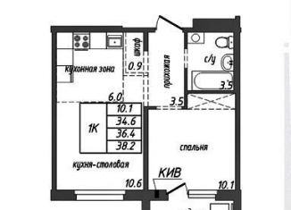 Однокомнатная квартира на продажу, 38.2 м2, Барнаул, Революционный переулок, 92, Центральный район