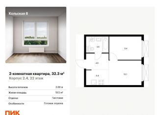 Продаю 2-комнатную квартиру, 32.3 м2, Москва, Бабушкинский район