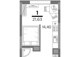 Продается 1-комнатная квартира, 21.6 м2, Рязанская область, улица Александра Полина, 2