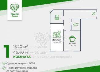 Продам однокомнатную квартиру, 52.8 м2, Волгоградская область