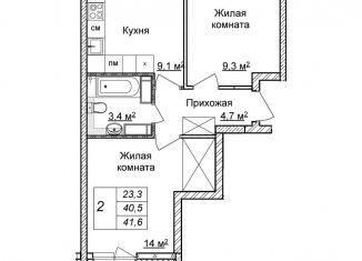 Продаю 2-комнатную квартиру, 41.6 м2, Нижний Новгород, ЖК Новая Кузнечиха