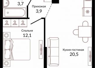 Продается однокомнатная квартира, 41.6 м2, Краснодар, ЖК Отражение