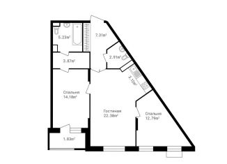 Продается 3-комнатная квартира, 73.5 м2, поселок дачного хозяйства Жуковка, коттеджный посёлок Жуковка-1, 53