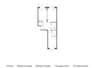 Продажа 2-комнатной квартиры, 56.7 м2, деревня Середнево, жилой комплекс Цветочные Поляны Экопарк, к3