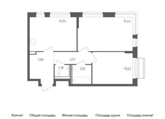 Продаю двухкомнатную квартиру, 53.4 м2, Московская область