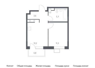 1-комнатная квартира на продажу, 34.6 м2, деревня Середнево, квартал № 23, 4-5