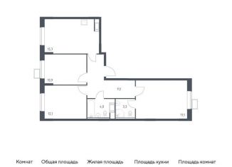 Продажа 3-комнатной квартиры, 74.2 м2, деревня Середнево, жилой комплекс Цветочные Поляны Экопарк, к2