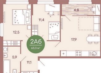 Продаю двухкомнатную квартиру, 62.8 м2, Пенза, жилой комплекс Норвуд, с6