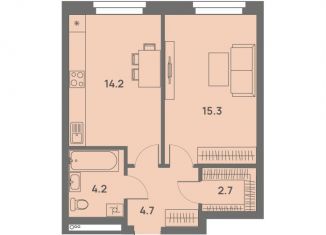 Продам однокомнатную квартиру, 41.1 м2, Пермский край, Трамвайная улица, 27