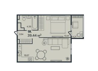 Продаю 1-комнатную квартиру, 39.4 м2, Выборг