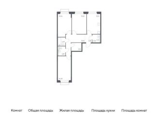 Трехкомнатная квартира на продажу, 78.6 м2, поселение Кокошкино, жилой комплекс Новое Внуково, к28