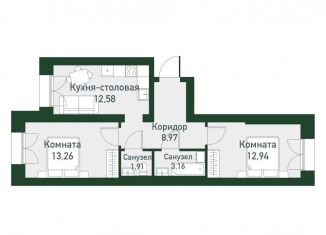 Продажа 2-ком. квартиры, 54.4 м2, Екатеринбург, метро Чкаловская