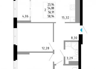 Продажа 2-комнатной квартиры, 56.9 м2, Екатеринбург, Походная улица, 12, Чкаловский район