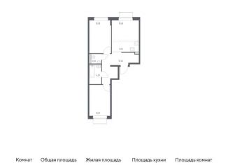 Двухкомнатная квартира на продажу, 59.8 м2, Москва, станция Курьяново