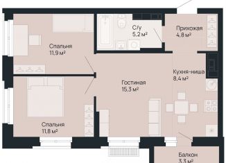 Продается двухкомнатная квартира, 58.4 м2, Нижний Новгород, Советский район, улица Невзоровых