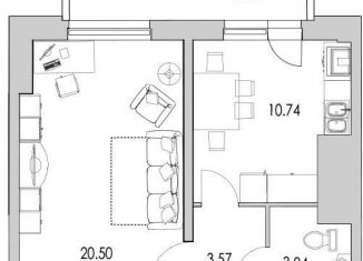 Продается 1-комнатная квартира, 44.9 м2, Санкт-Петербург, улица Кустодиева, 7к1, метро Парнас