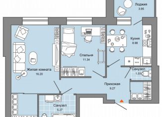 Продам двухкомнатную квартиру, 58 м2, Киров, Ленинский район, улица 4-й Пятилетки, 82