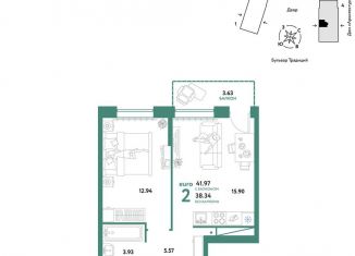 Продается 2-ком. квартира, 42 м2, Тюмень, Калининский округ