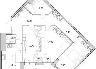 Продается 3-ком. квартира, 102.4 м2, Санкт-Петербург, улица Кустодиева, 7к1, метро Парнас