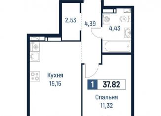 Однокомнатная квартира на продажу, 37.8 м2, Мурино