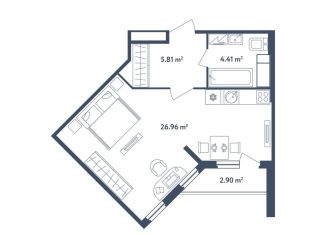 Продается квартира студия, 38.6 м2, поселок Мещерино