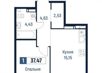 Продам 1-комнатную квартиру, 37.5 м2, Мурино