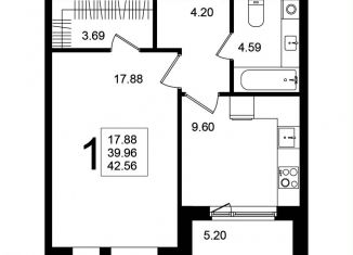 Продам 1-ком. квартиру, 42.6 м2, Московская область